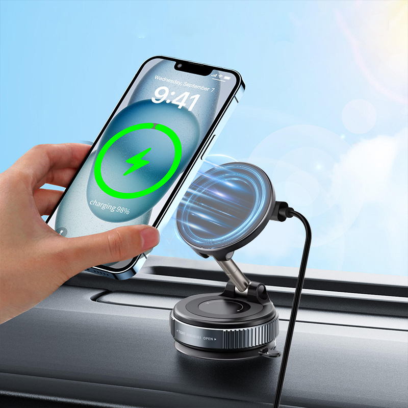 Magnetic Suction Phone Holder with Wireless Charging