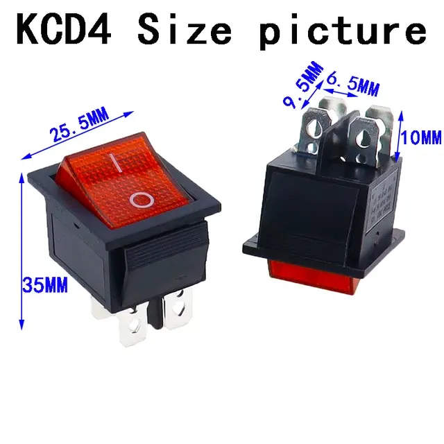 Red Light Rocker Switch 16 A 3