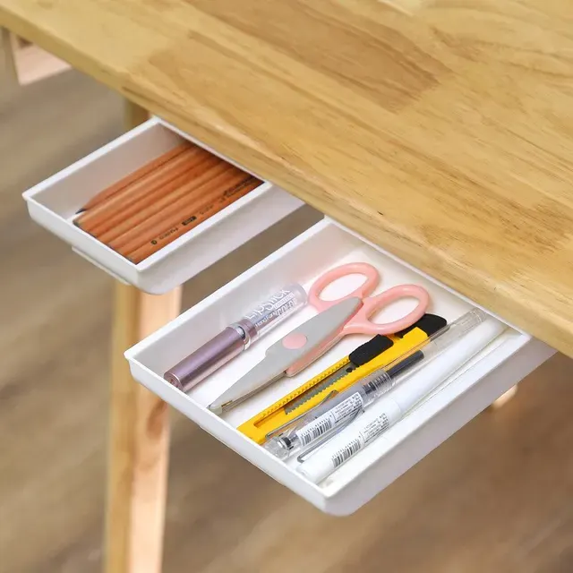 White Self-Adhesive Under-Drawer Storage Box 3