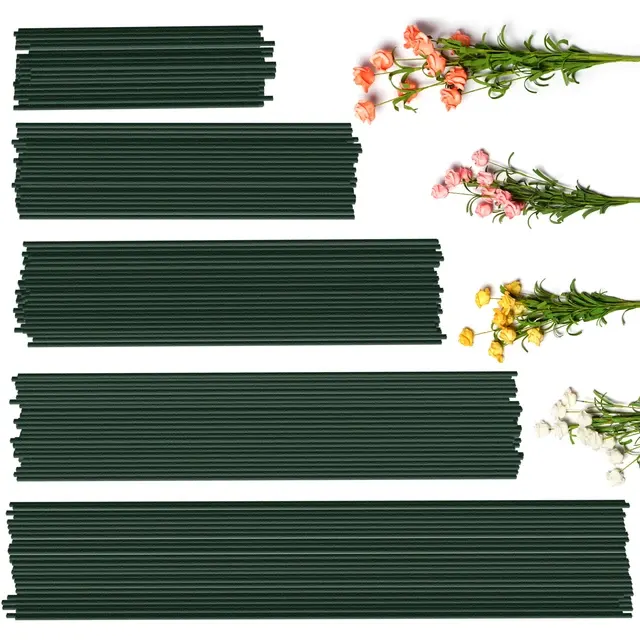 50 Artificial Green Flower Stems with Wire 2