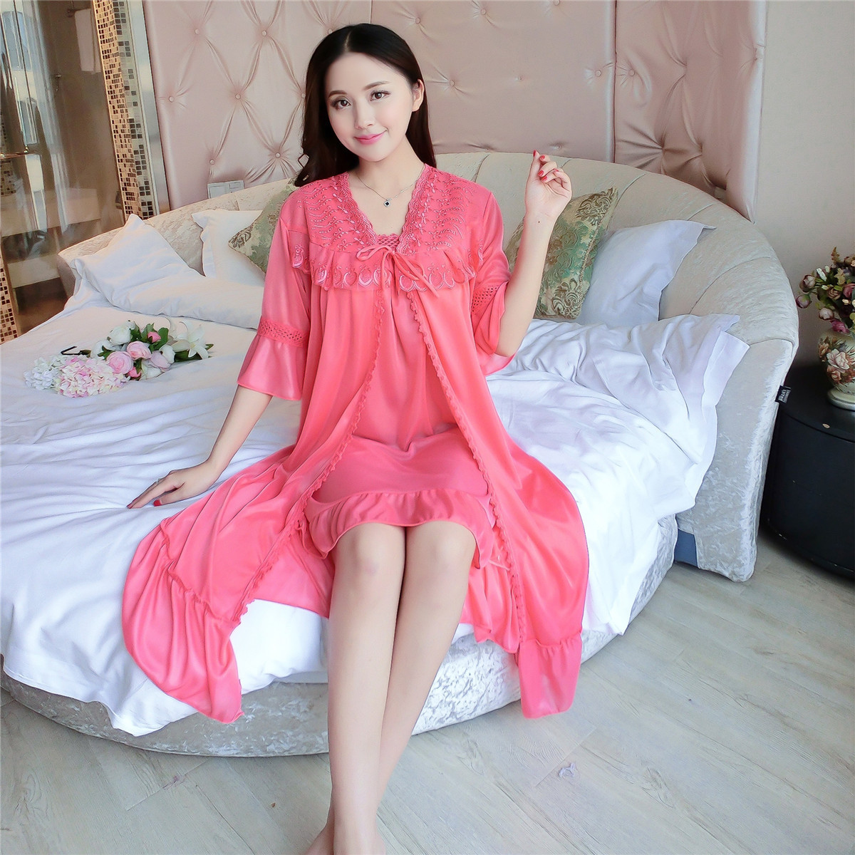 Women's Silk Satin Two-Piece Sleepwear Set