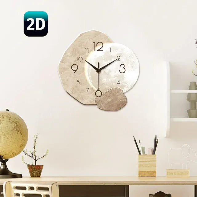 Lautlose Wanduhr im Mond-Design aus Holz 2
