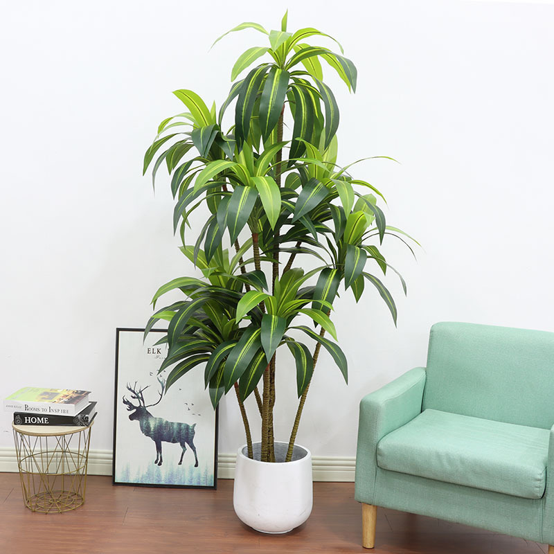 Artificial Dracaena Tree, Black Pot, 120cm 2