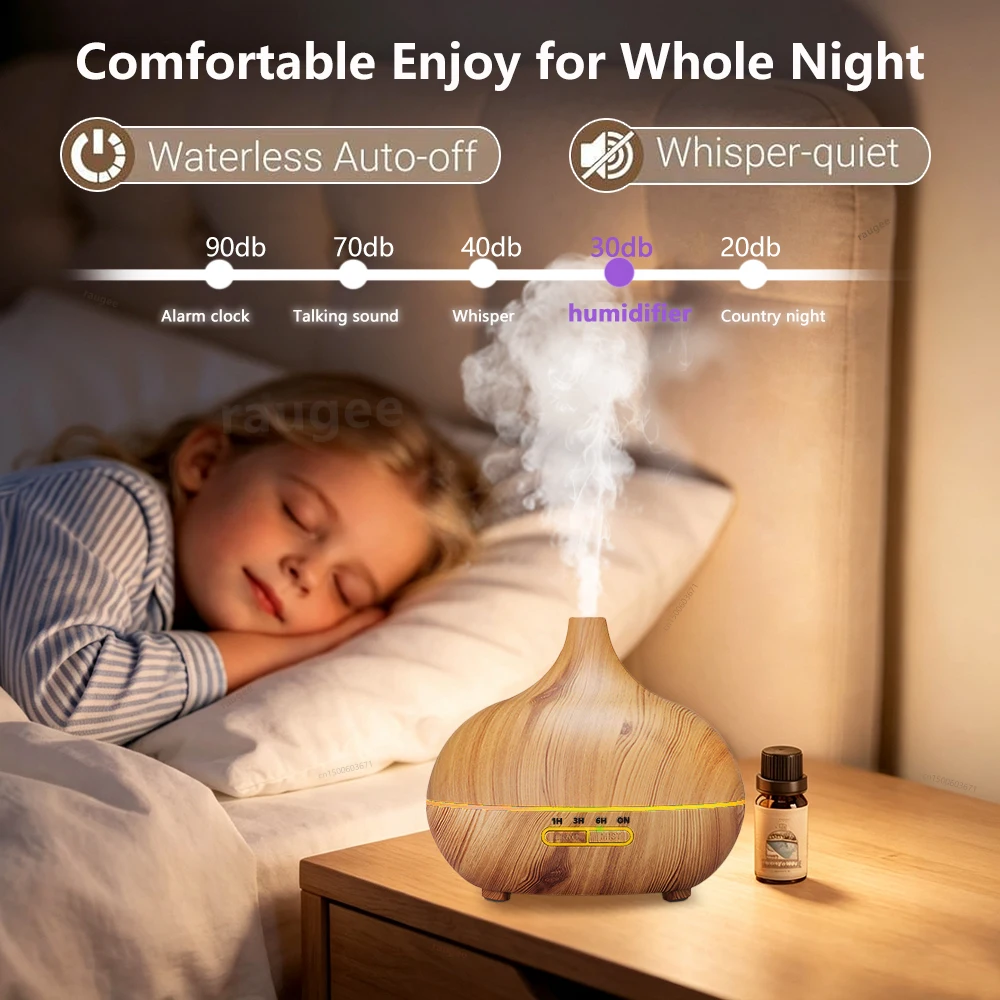 Luftbefeuchter mit Holzmaserung Ultraschall-USB-Luftbefeuchter Diffusor für Ätherische Öle 4