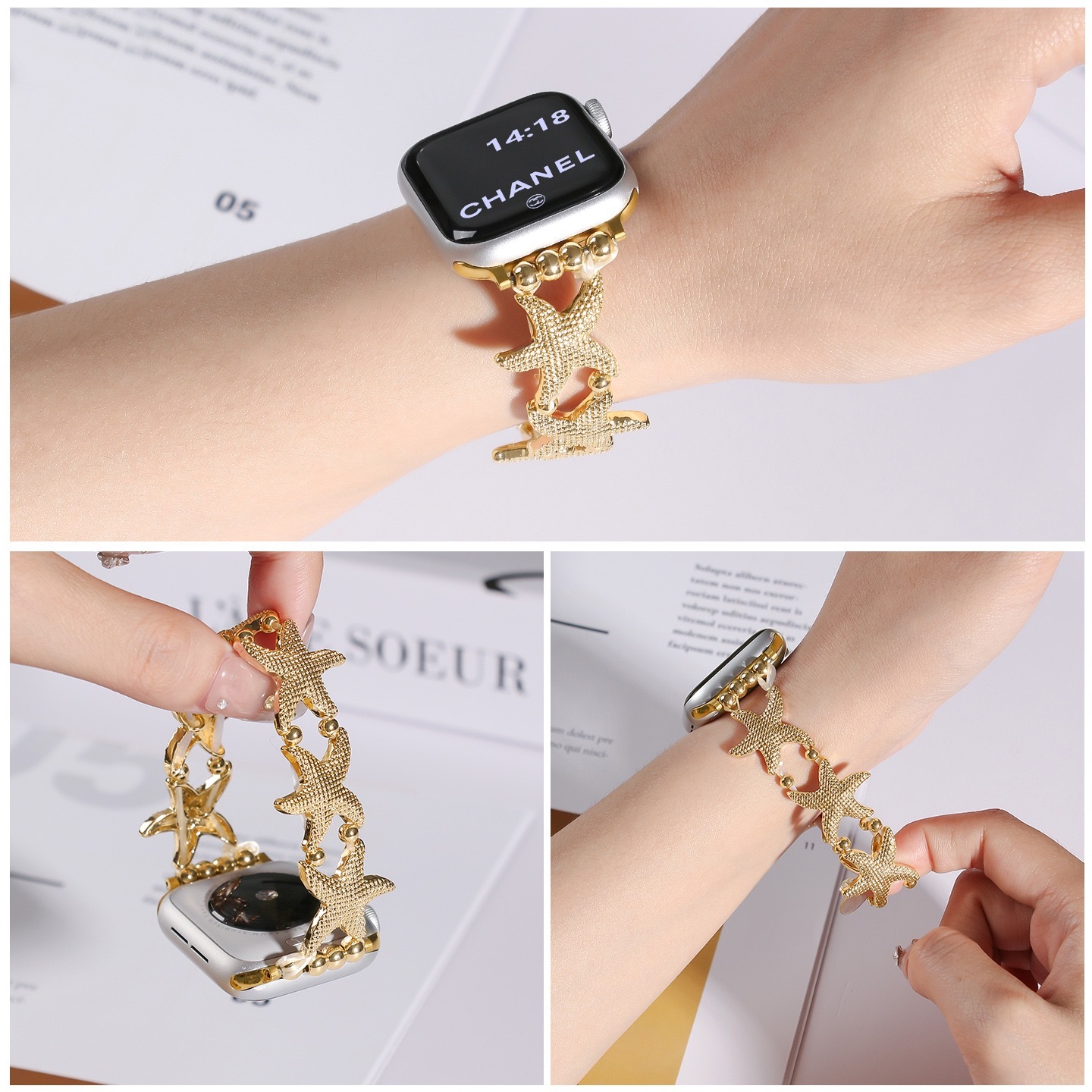 Luxury Woman Chain Metal Strap for Apple Watch 4