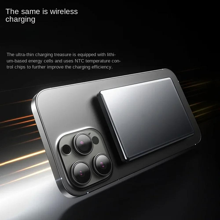 15W Black Magnetic Portable Charger Small 5000mAh Wireless 4