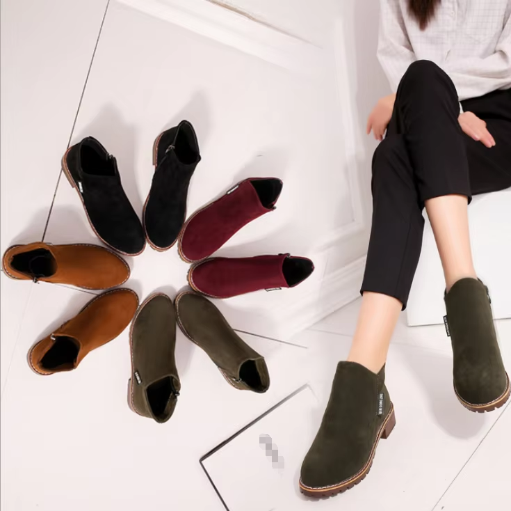 Winter Lady Fashion Simplicity Shoes Women Suede Ankle