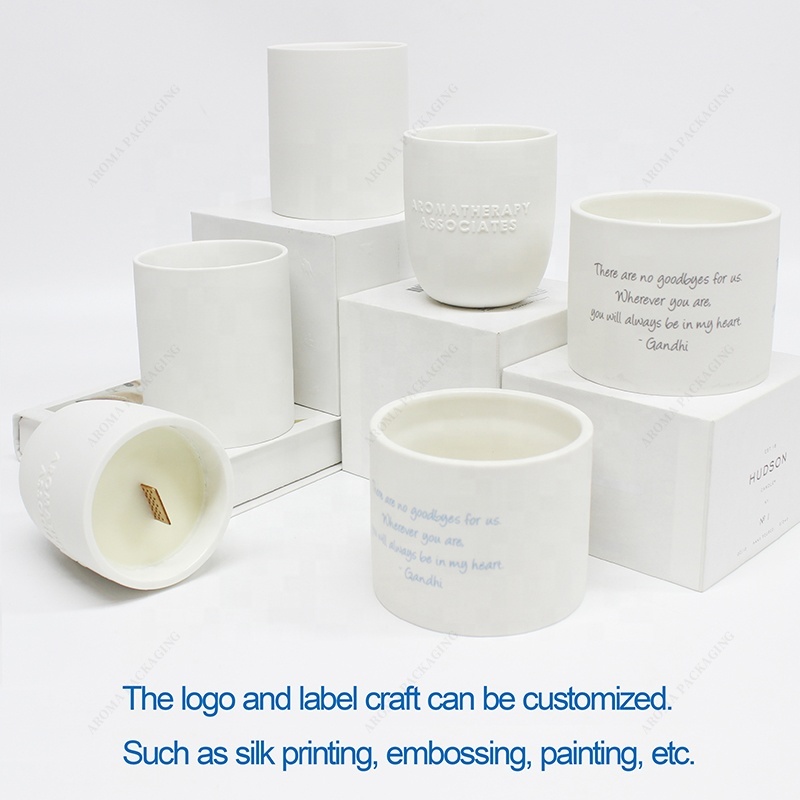 Matte White Ceramic Candle Container with Lid 2