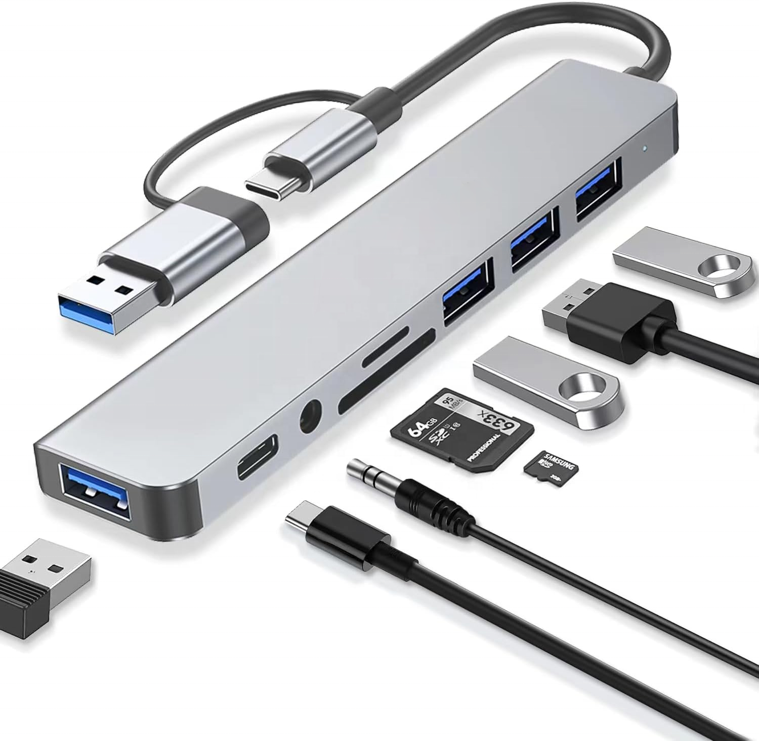 Aluminum Alloy TYPE-C Multi Port Hub 7-In-1 USB 2