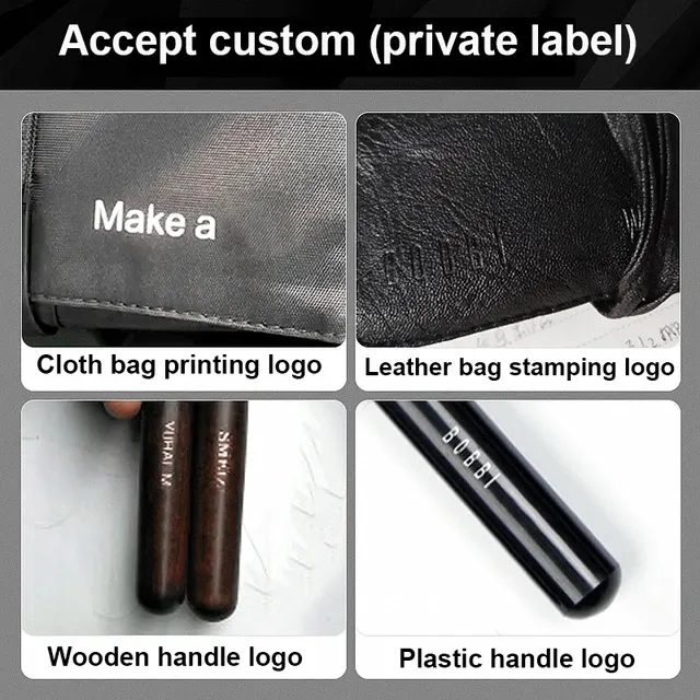 Portables 12-teiliges Make-up-Pinselset mit Etui 2