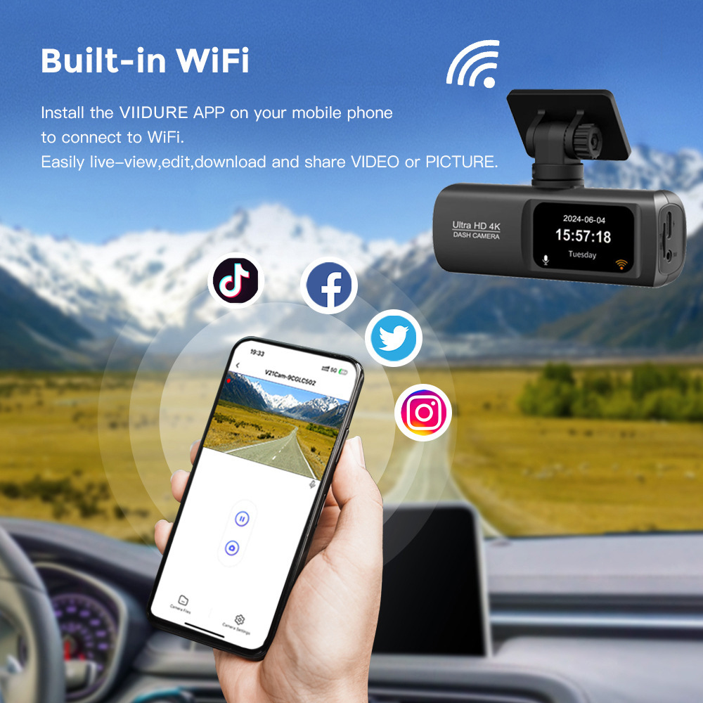 Compact 4K Dash Cam, Night Vision GPS 4