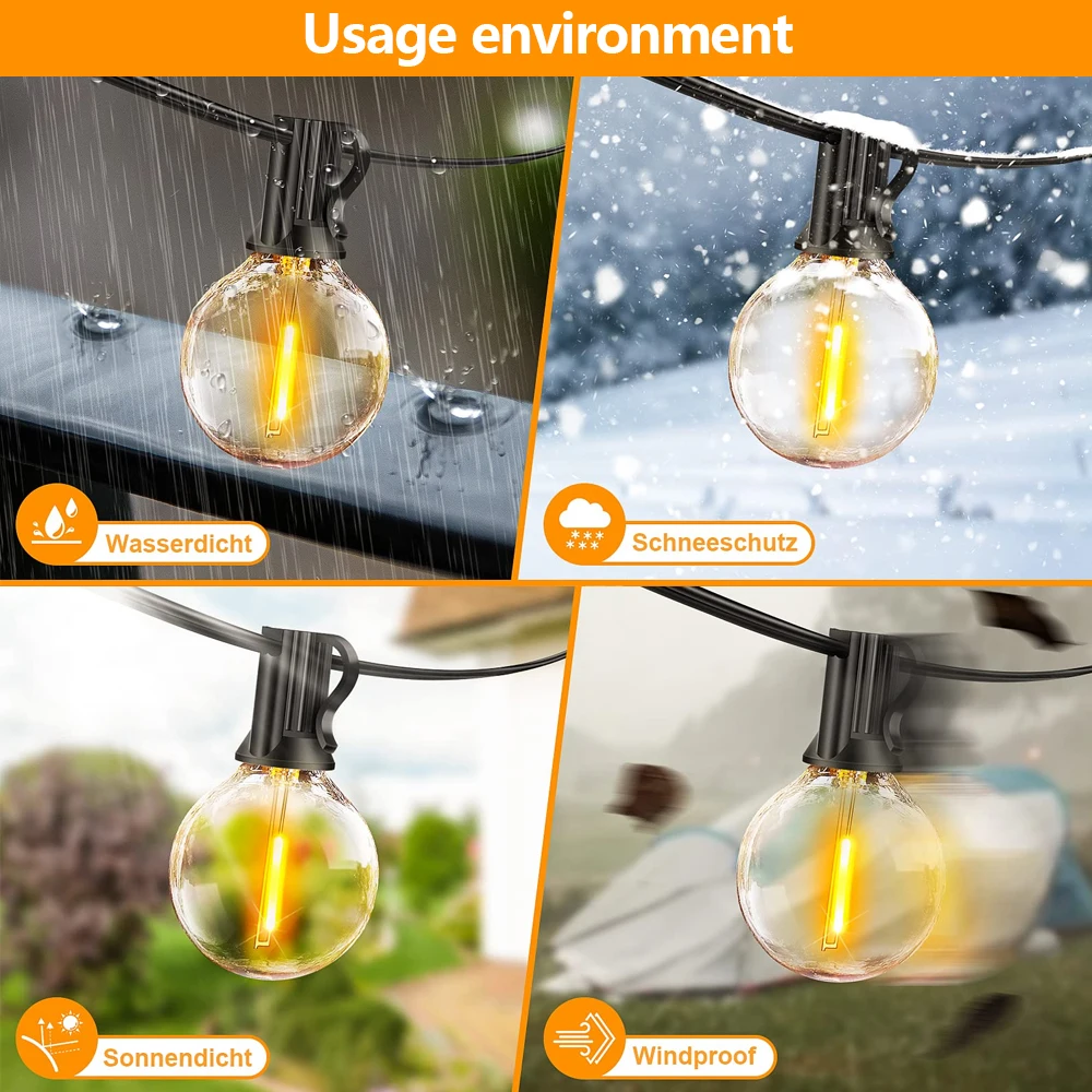 Outdoor LED String Lights, G40 Bulbs 4