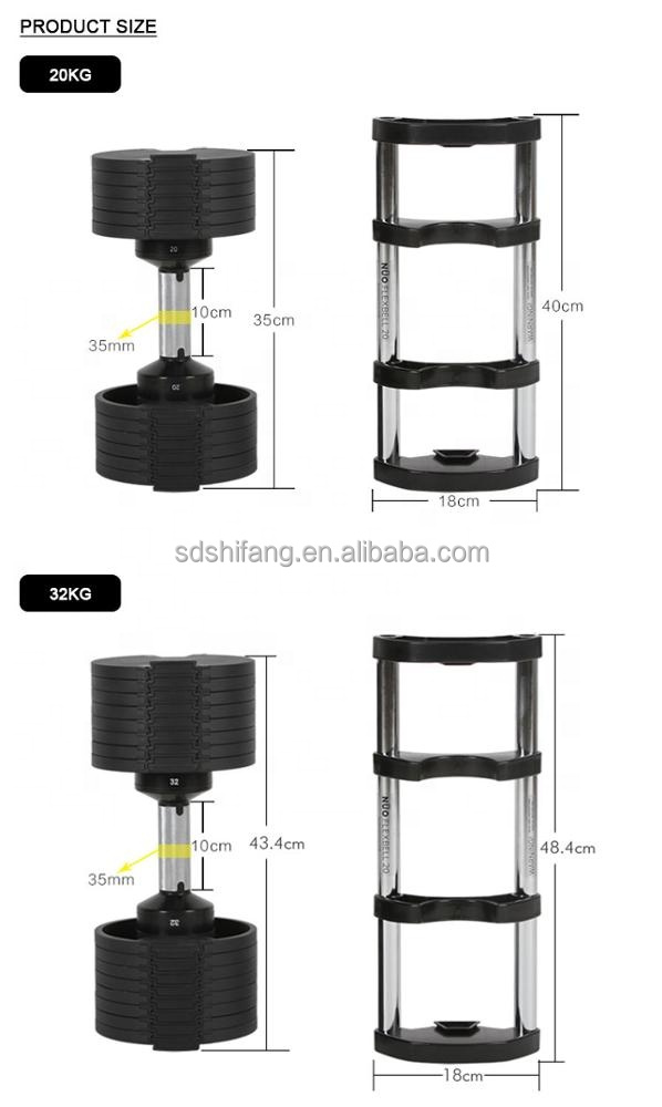 Adjustable Dumbbell Set 2-40kg with Stand 3