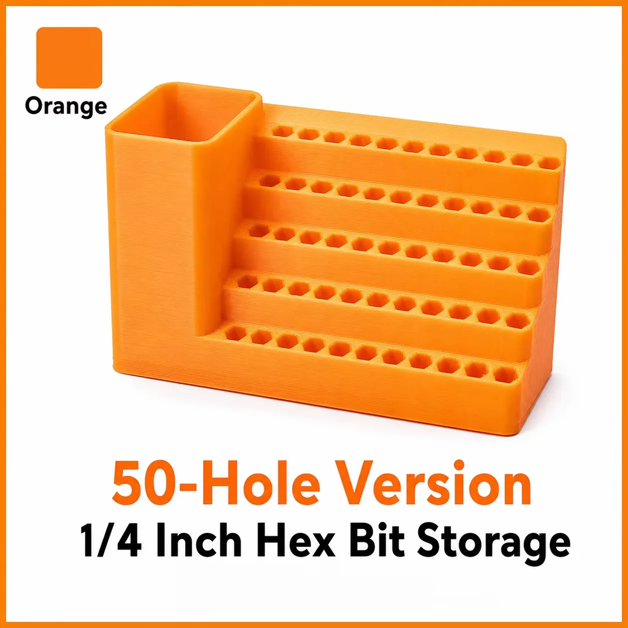 50-Loch-Schraubendreher-Bithalter in Orange 1 4-Zoll-Sechskant-Bit-Organizer Stufenförmiges Kunststoff-Aufbewahrungsregal mit 4