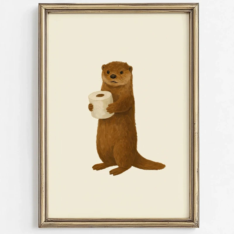 Niedliches Tier-Badezimmer-Wandbild Lustiges Toilettenpapier-Tierposter für Kinder Badezeit-Poster Kinderzimmer 4