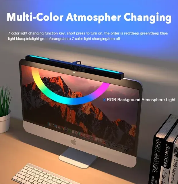 LED RGB Computer-Bildschirm-Hängelampe Monitor-Lichtleiste Augenschutzleuchte für Büro Zuhause 2