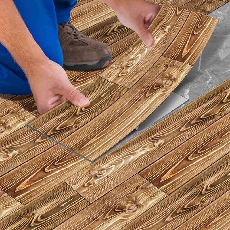 Wood Grain Peel And Stick Floor Stickers Non-Slip