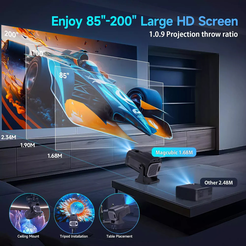 Portable 4K Mini Projector with WiFi 3