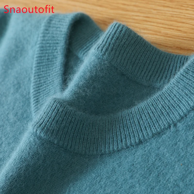 Herren 100% Reiner Nerz Kaschmir Pullover O-Ausschnitt Strick 3
