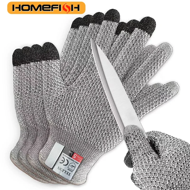 Schnittfeste Touchscreen-Handschuhe Schnittschutzhandschuhe für Küche Lebensmittelqualität Schlachtung und 3