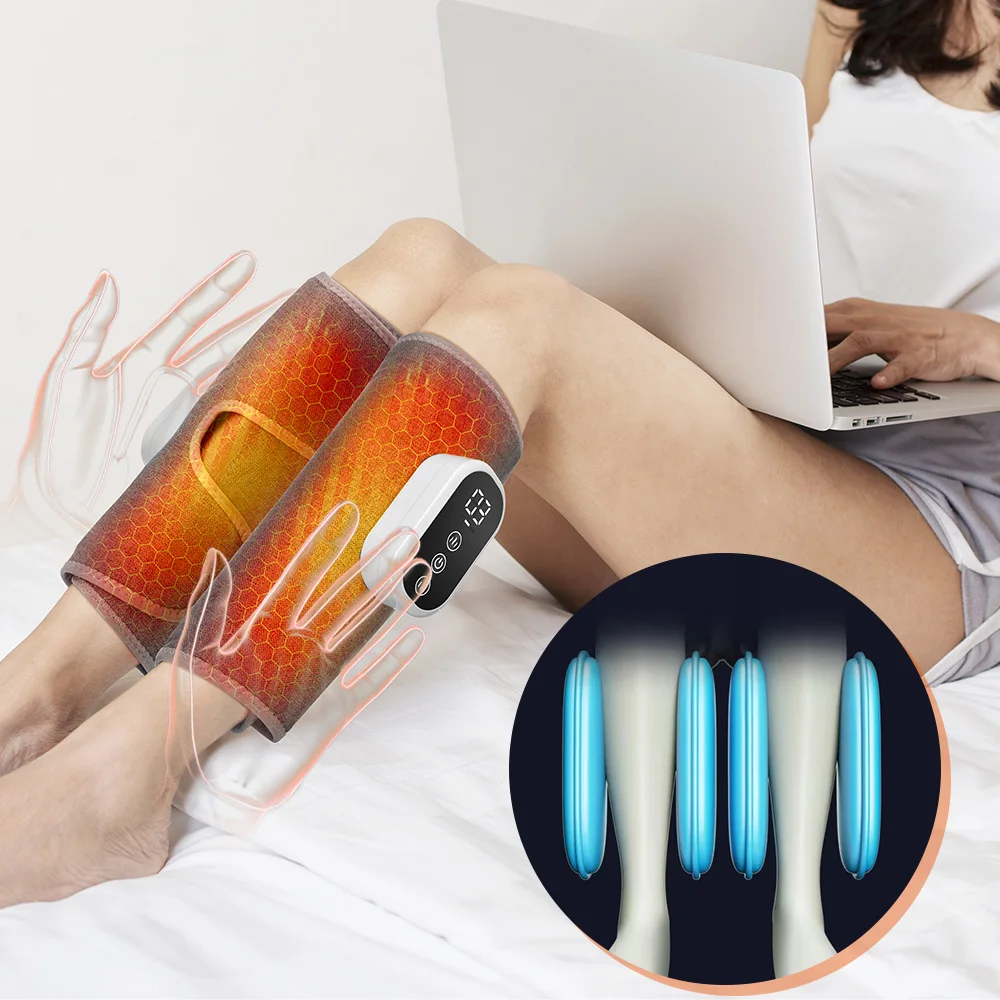 Neuestes Luftdruck-Wadenmassagegerät mit Wärmekompresse Elektrische Airbag-Beinmassagemaschine zur Fuß- 4