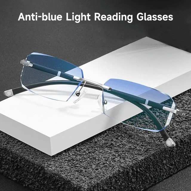 Diamond Rimless Reading Glasses with Blue Light Filter 1