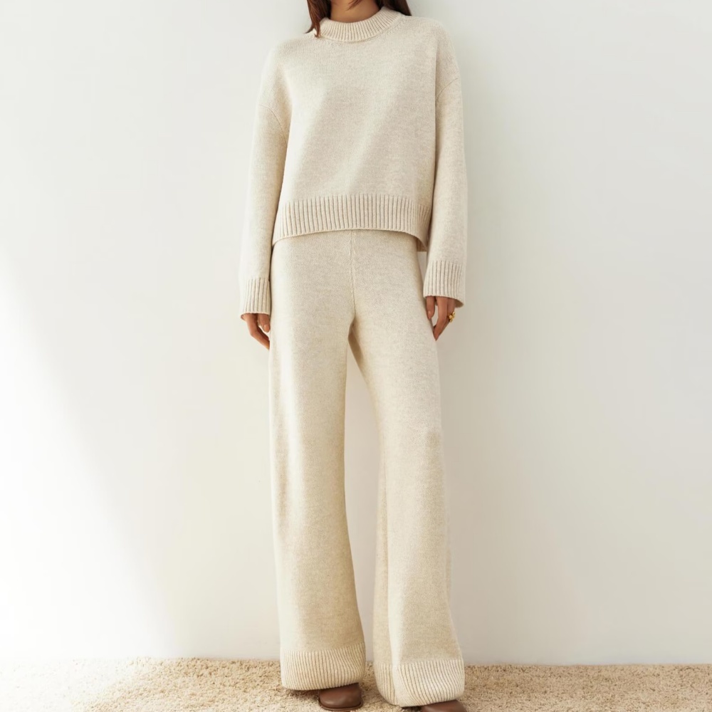 Women's Winter Knit Crew Neck Set