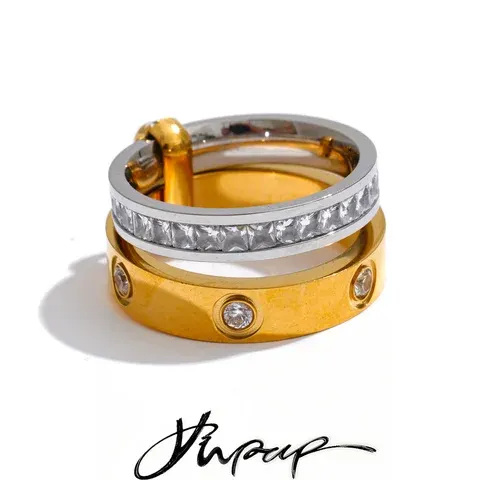 Size 6-8 Stainless Steel Zircon Round Ring