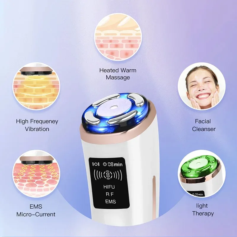 Hifu Gesichtsstraffungsgerät RF Hochfrequenz Anti-Aging Gesichtsmassagegerät EMS Gesichtsmikrostrom-Massagegerät 3
