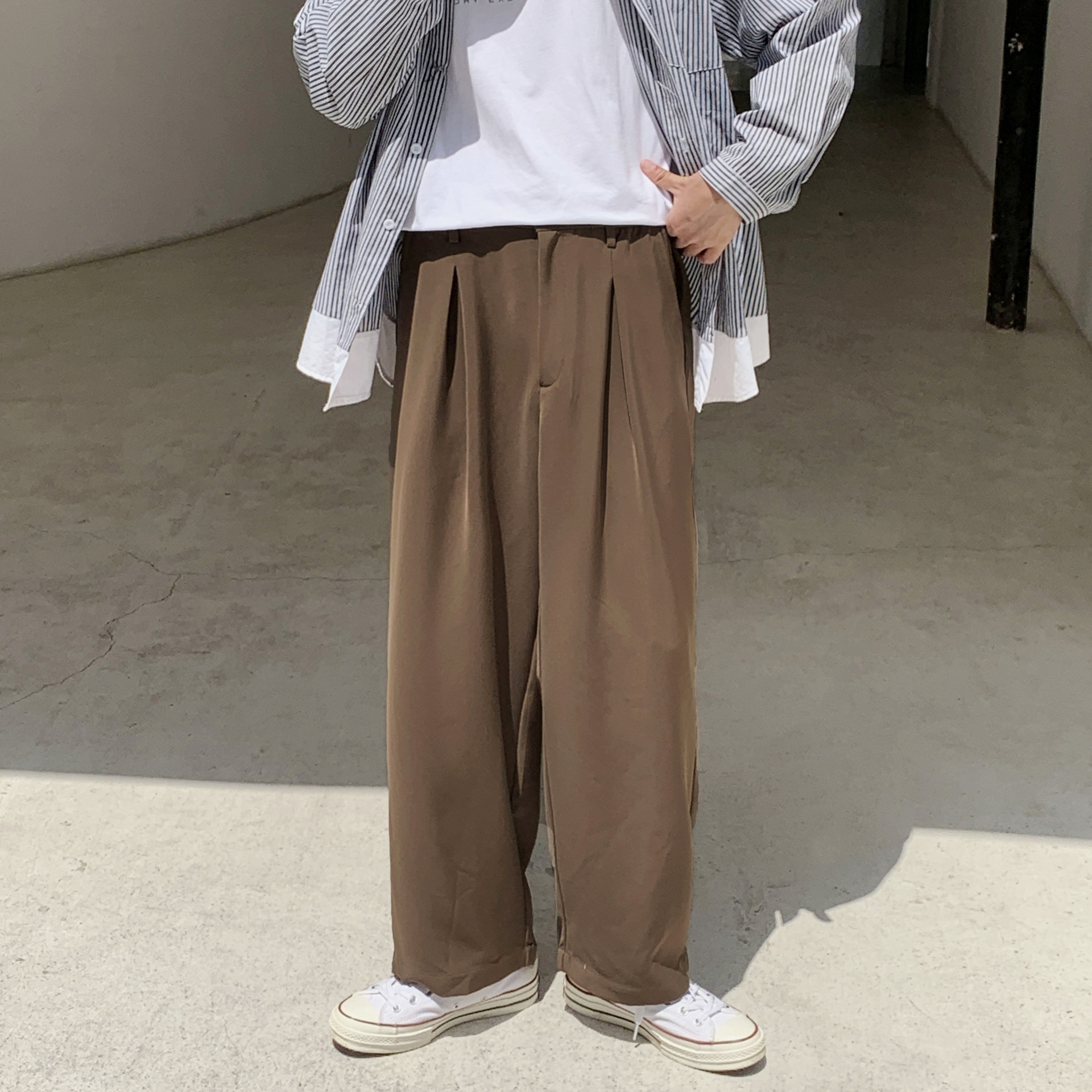 Summer Wide Leg Loose Cropped Trousers Suit Pants