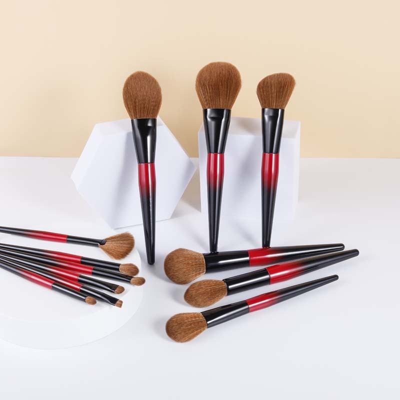 12-Piece Vegan Red Black Brush Set 3