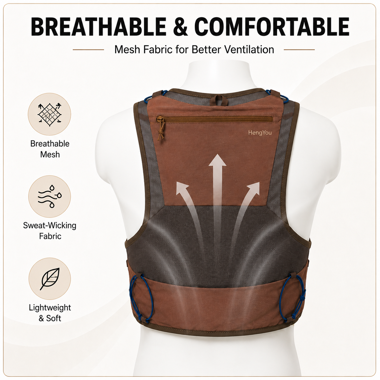 Jogging Cycling Hydration Vest Waterproof Stretch Stable Adjustable 3