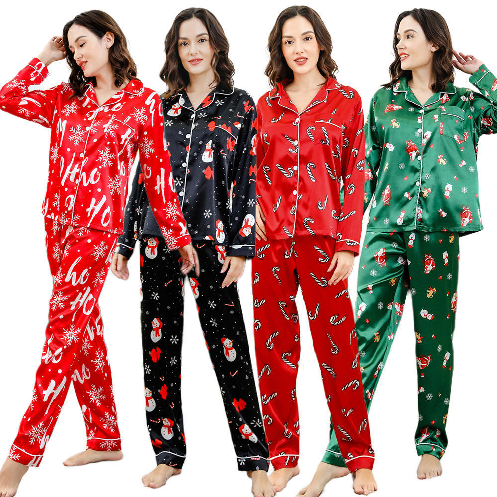 Women's Long Sleeve Satin Silk Pajama Set Soft