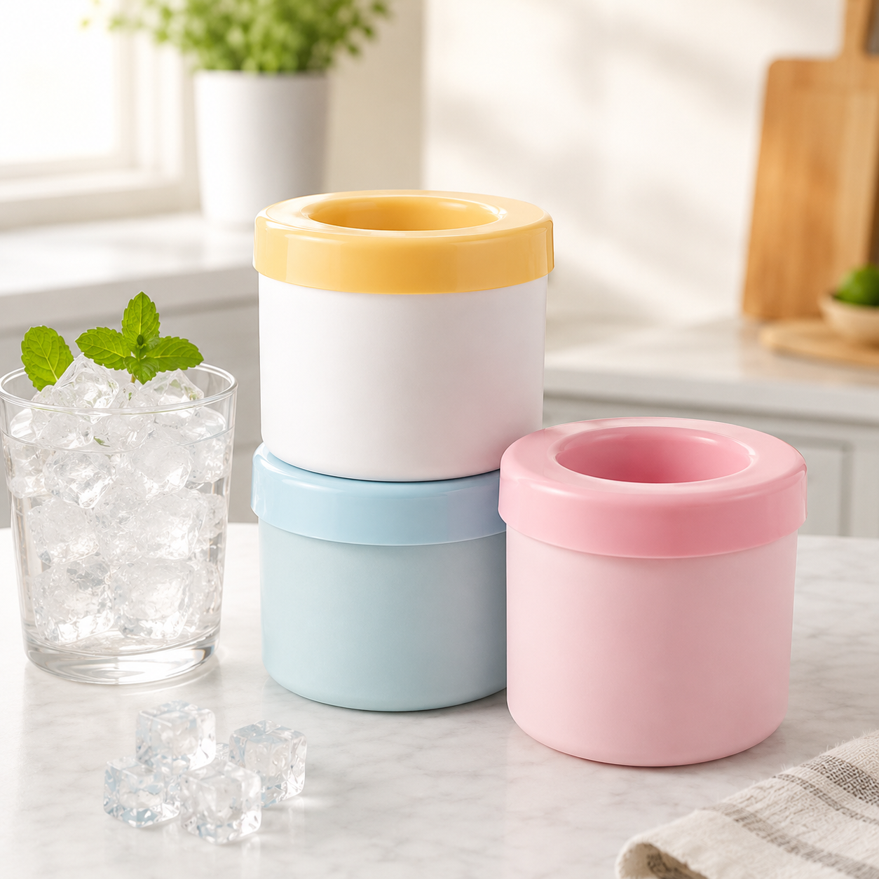 Squeezable Press Type Silicone Ice Cube Maker Cup