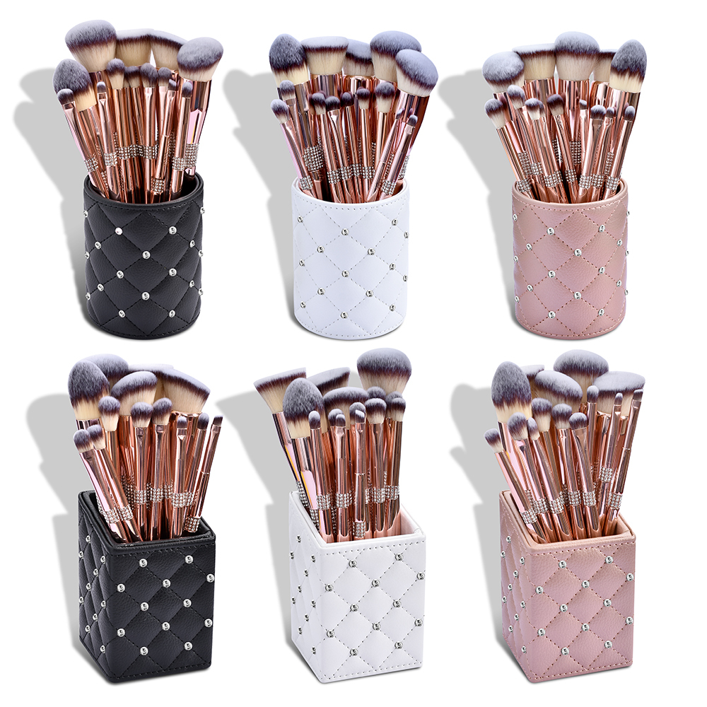 Rose Gold Glitter Makeup Brush Set with Case