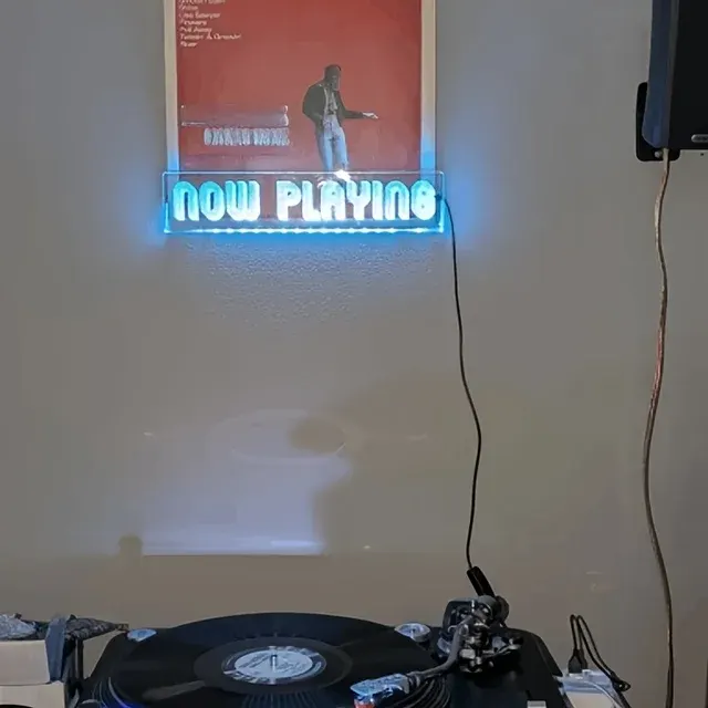 Record Stand With Neon Sign Holder 3