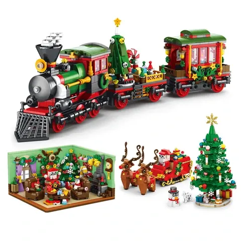 christmas train building set