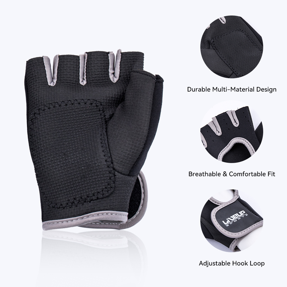 Professional Fitness Weightlifting Gloves Half Finger Synthetic Leather 3