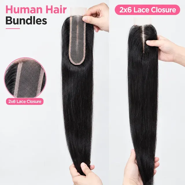 Straight Human Hair Bundle with Closure 4
