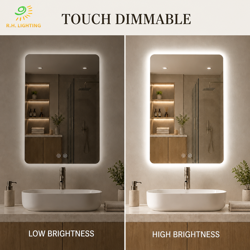 Dimmable LED Bathroom Mirror 50x70cm Anti-Fog 3