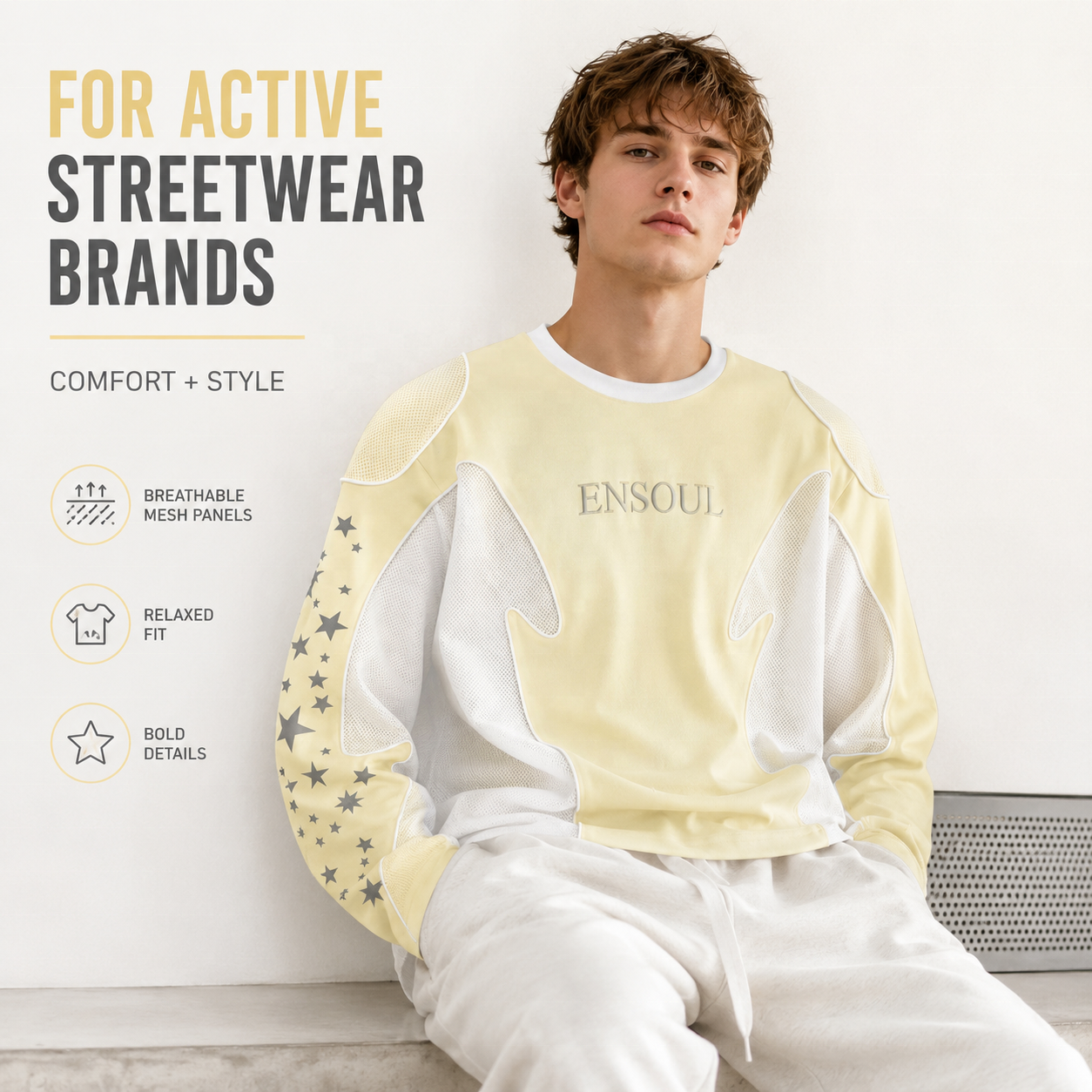 Mesh Panel Streetwear Long Sleeve Tee