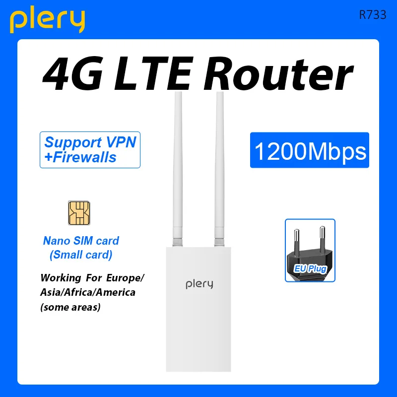 PLERY 4G Router Outdoor IP66 CAT4 AX300 WiFi6 2