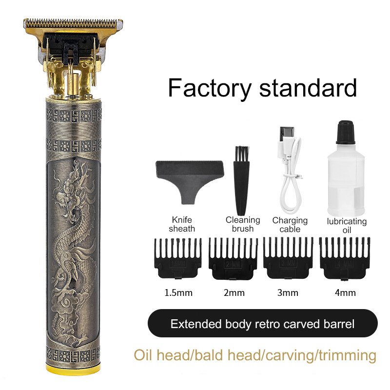 Professional Cordless Electric Hair Clippers Stainless Steel USB 3