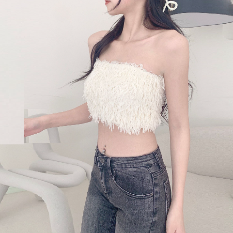 Bandeau-Top mit Fransen