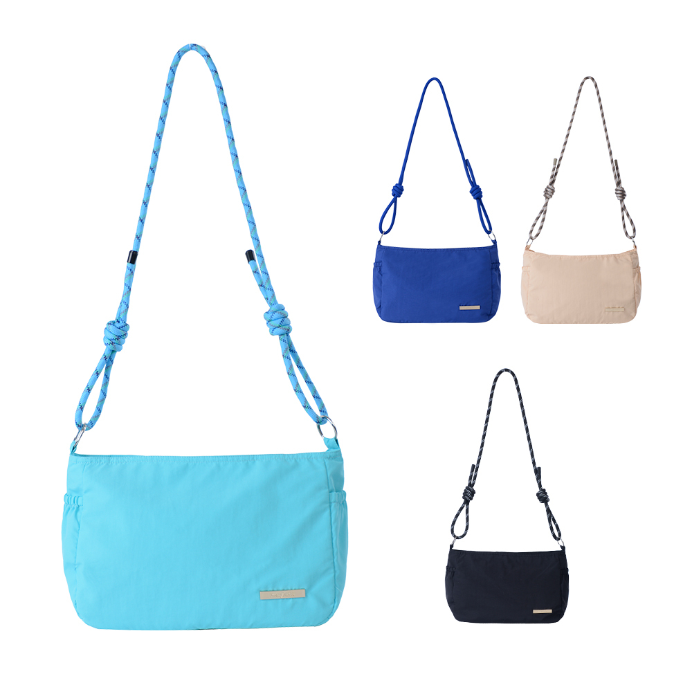 Lightweight Nylon Crossbody Bag With Adjustable Braided Rope