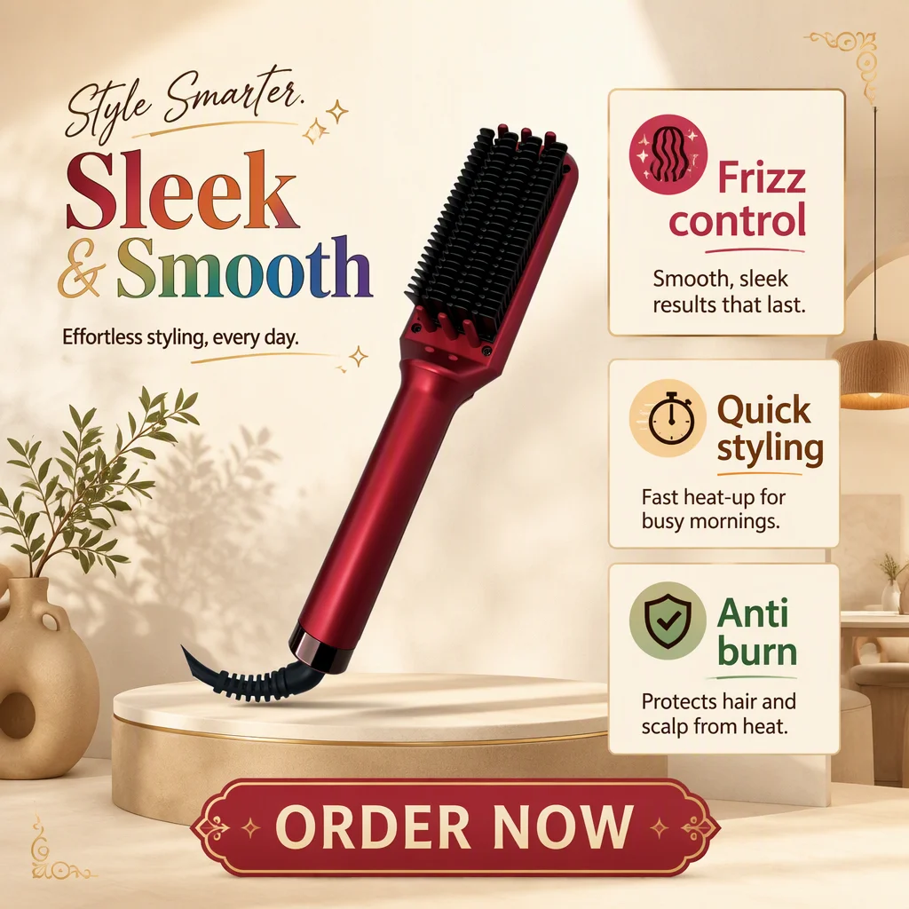 Hair Straightener Brush Comb Curler Salon Wet Dry 3