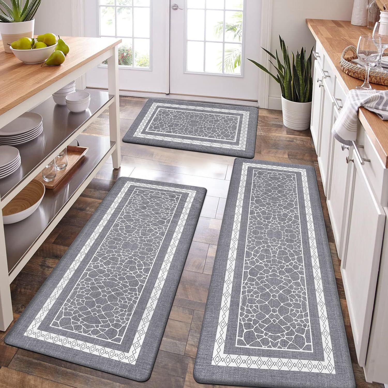 Simple Anti-fatigue Kitchen Pad PVC Leather Waterproof And
