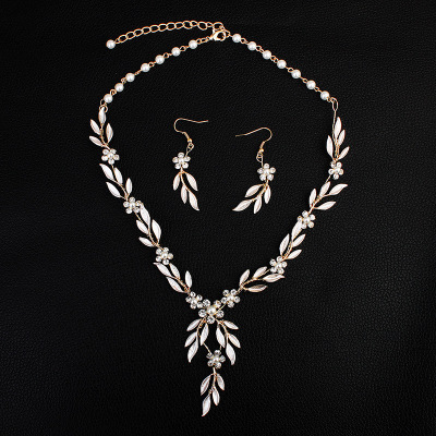 Earrings Necklace Bridal Jewelry Three-piece Alloy Plating European