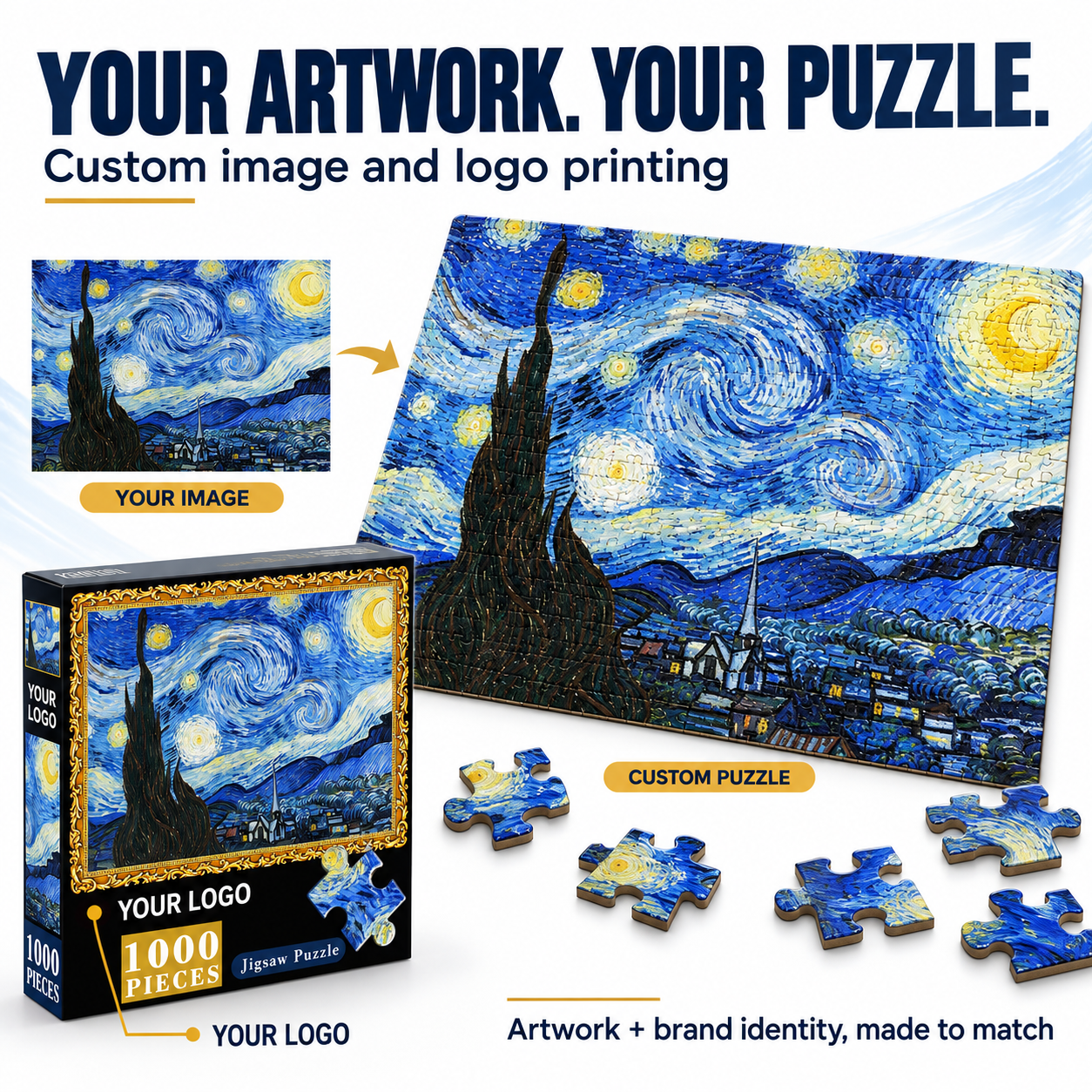 Starry Night Die-Cut Cardboard Puzzle 1000 Pieces 2