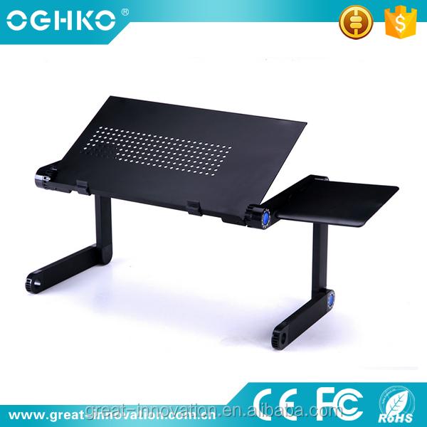 Portable Aluminum Laptop Stand Adjustable Folding Desk With 2